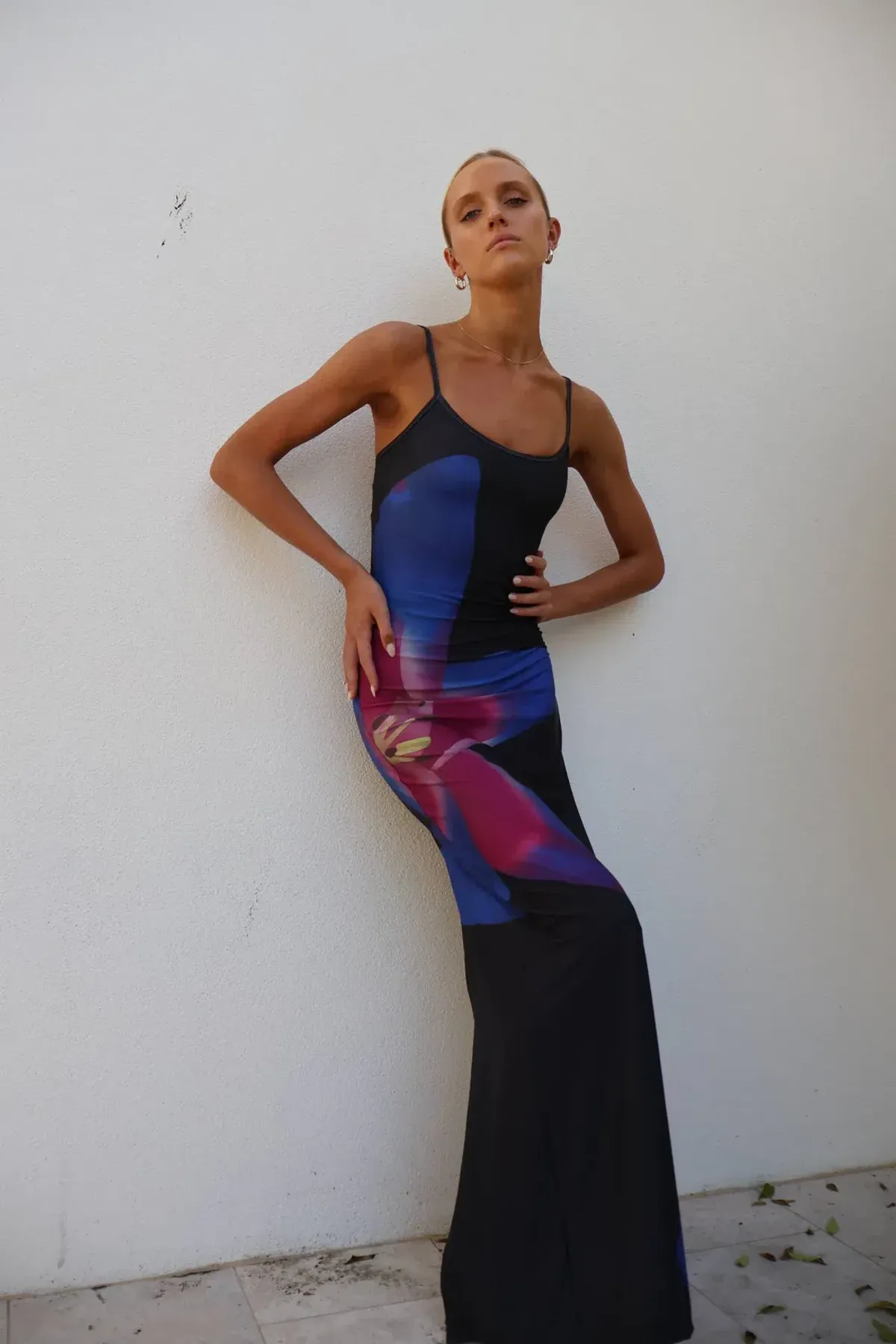 With Harper Lu Midnight Lily Floral Slip Dress Size 8 - Image 1