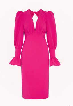 HOT PINK TIE-BACK TULIP SLEEVE BY JOHNNY for rent on The Volte - image 1