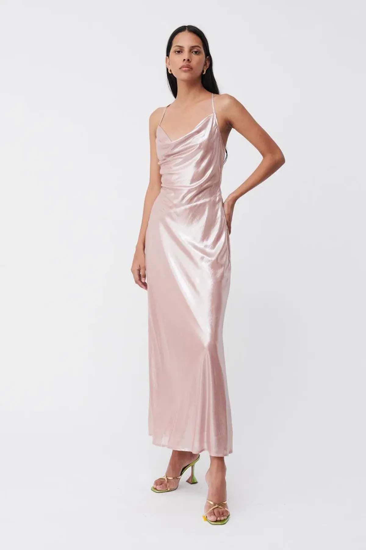 Suboo Draped Cowl Maxi Slip Dress Pink Rosa Size S / AU 8 - Image 3