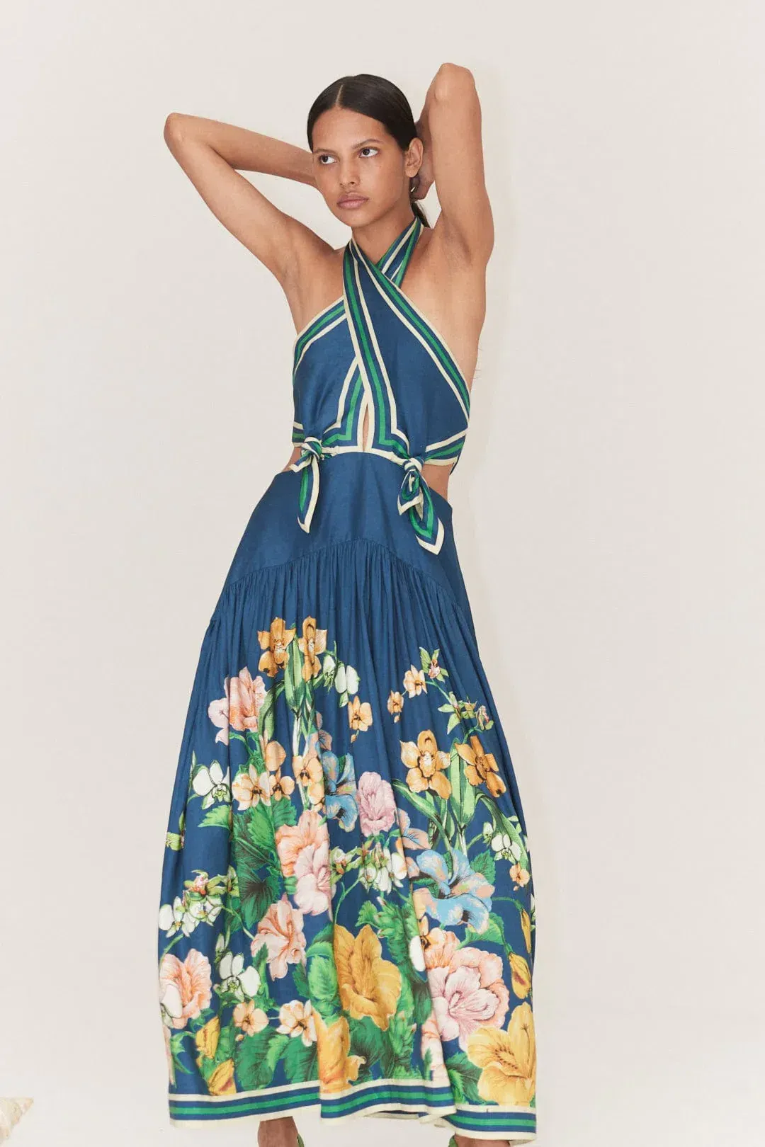 Alemais Lyla Halter Midi Dress in Royal Blue Cutout Size AU 12 for rent on The Volte - main image