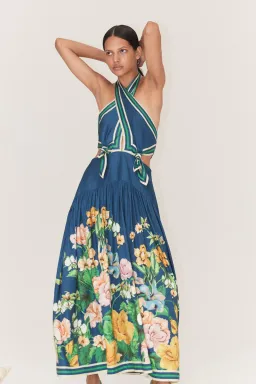 Alemais Lyla Halter Midi Dress in Royal Blue Cutout Size AU 12 for rent on The Volte - image 7