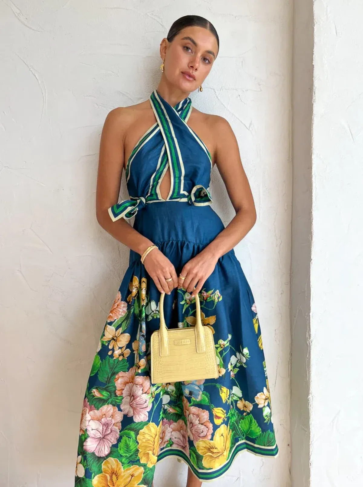 Alemais Lyla Halter Midi Dress in Royal Blue Cutout Size AU 12 - Image 6
