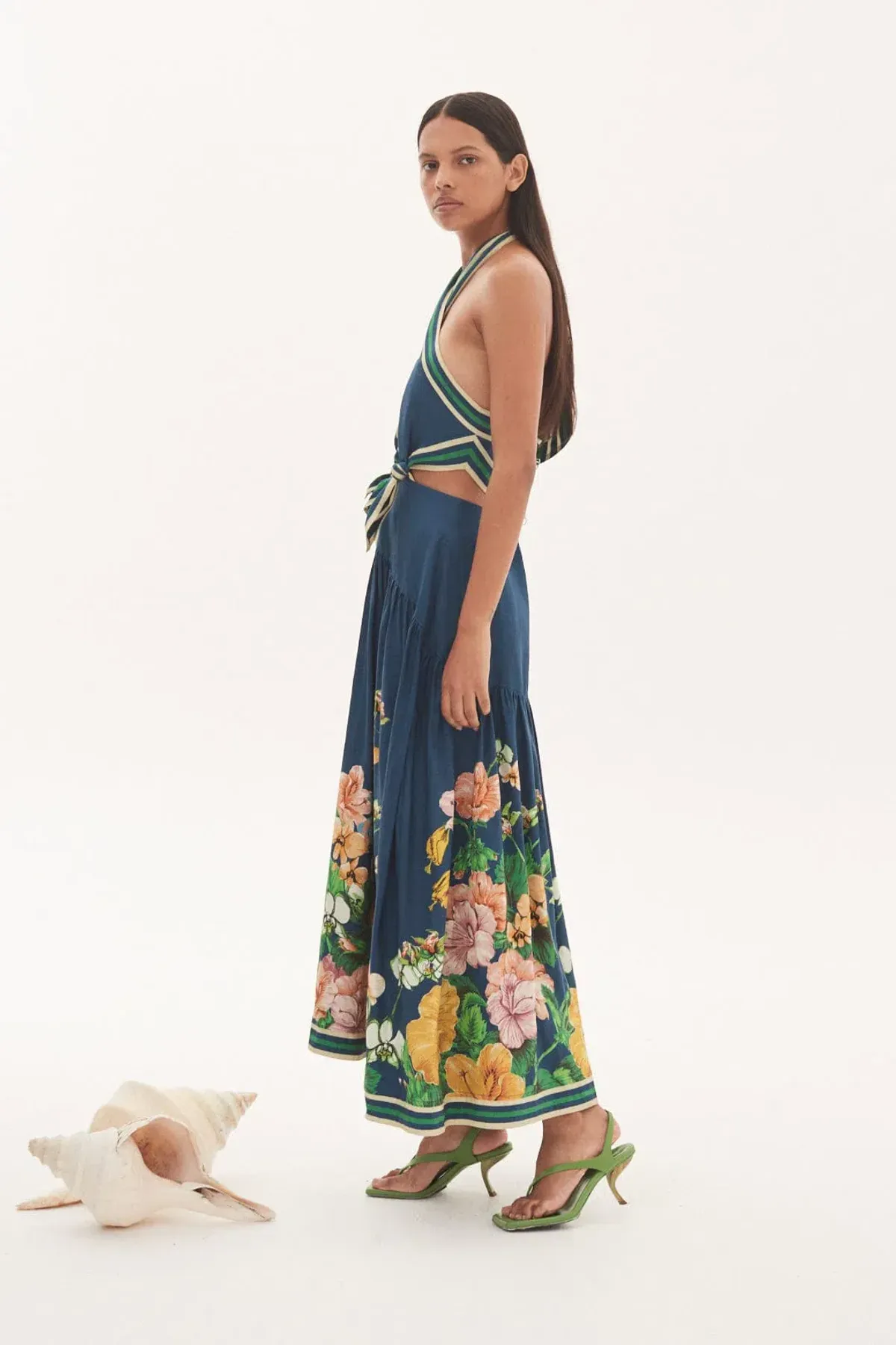 Alemais Lyla Halter Midi Dress in Royal Blue Cutout Size AU 12 - Image 8