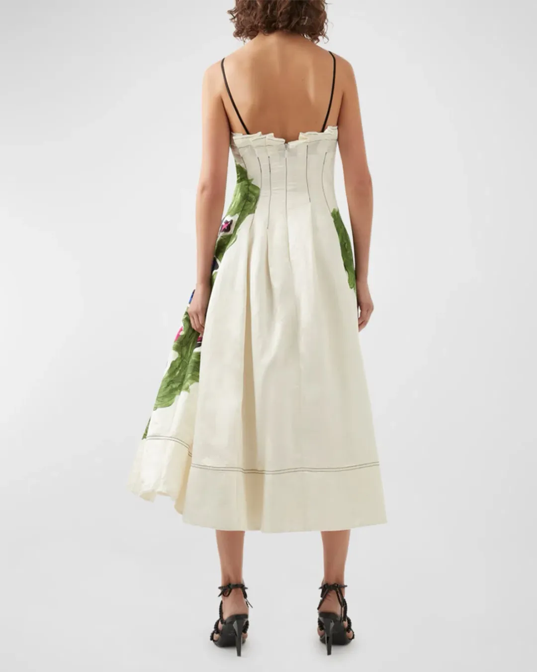 Aje Paradiso Cinched Midi Dress Native Gumnut Floral Size 8 for rent on The Volte - main image
