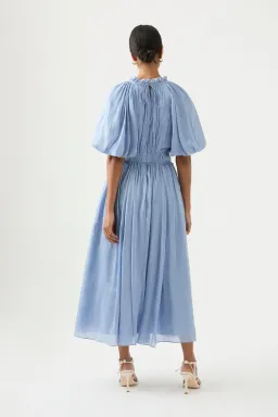 Aje Elysium Blouson Midi Dress Steel Blue Size 14 for rent on The Volte - image 3