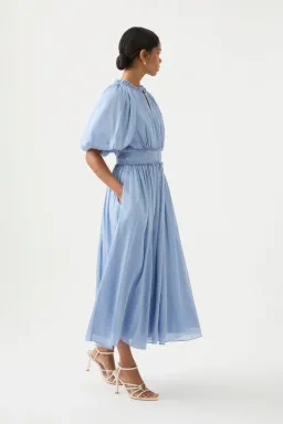 Aje Elysium Blouson Midi Dress Steel Blue Size 14 for rent on The Volte - image 2
