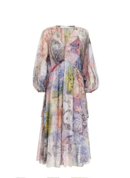Zimmermann Luminous Tie Sides Midi Dress Multi Floral Size 2/Au 14 for rent on The Volte - image 2