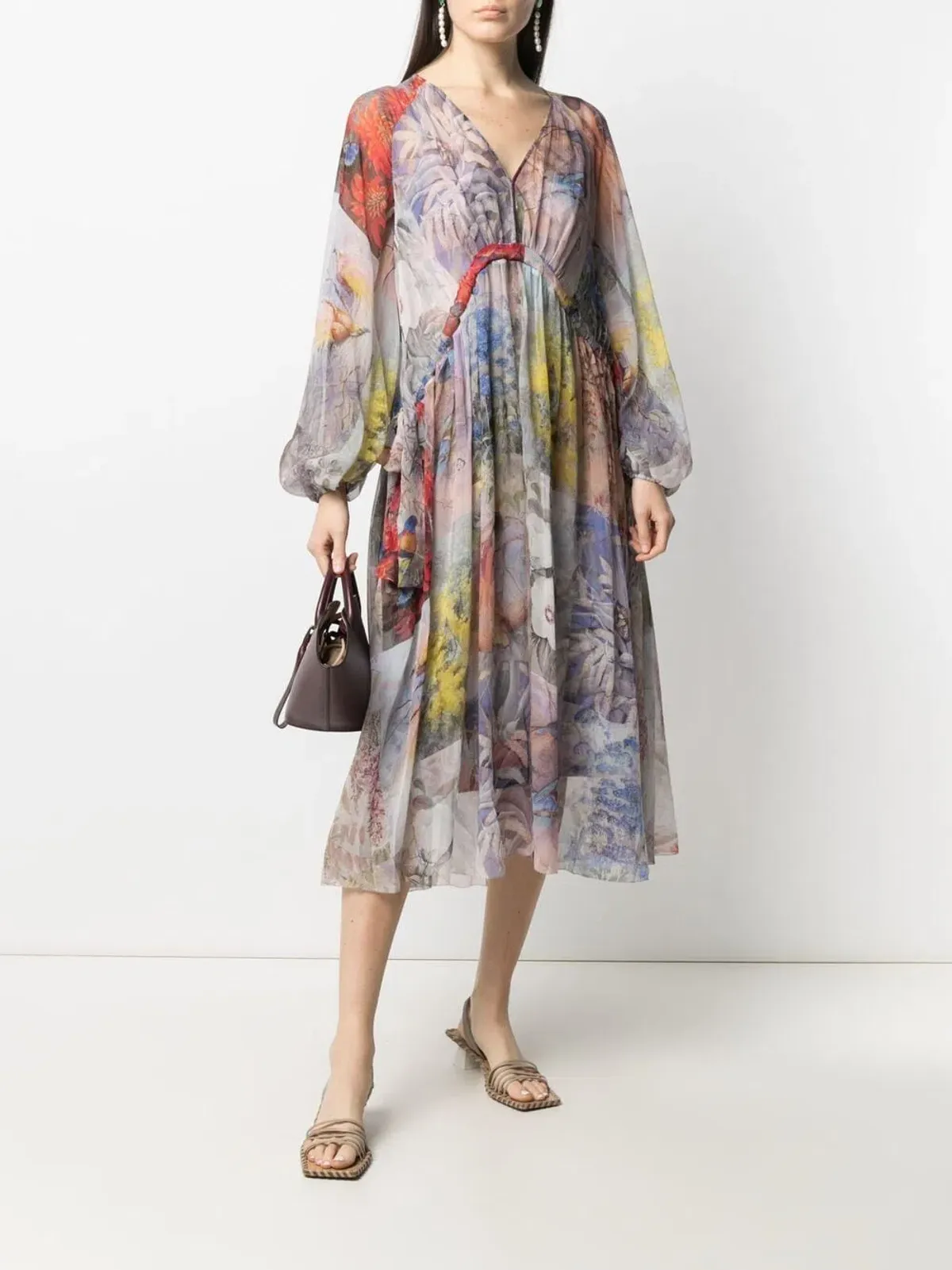 Zimmermann Luminous Tie Sides Midi Dress Multi Floral Size 2/Au 14 - Image 1
