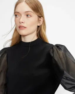 Ted Baker Micaeli Organza Volume Sleeve Top in Black Size 1 / AU 8 for rent on The Volte - image 3