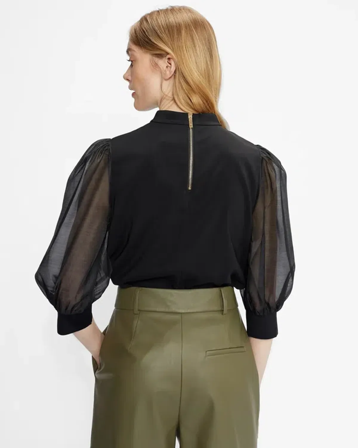 Ted Baker Micaeli Organza Volume Sleeve Top in Black Size 1 / AU 8 - Image 4