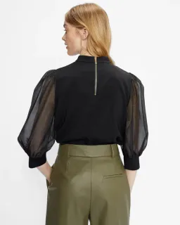 Ted Baker Micaeli Organza Volume Sleeve Top in Black Size 1 / AU 8 for rent on The Volte - image 4