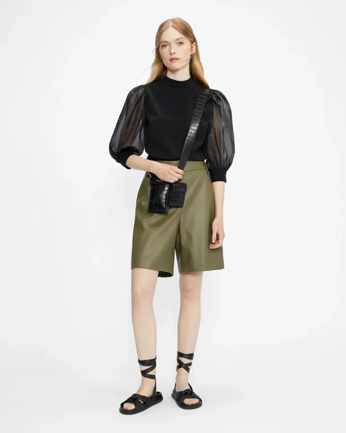 Ted Baker Micaeli Organza Volume Sleeve Top in Black Size 1 / AU 8 - Image 2