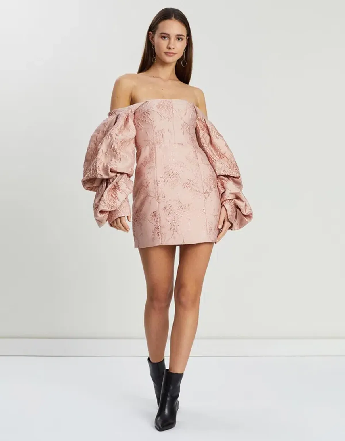 Asilio Off Shoulder With Volume Long Sleeve Dress Pink Size 8 for rent on The Volte - main image