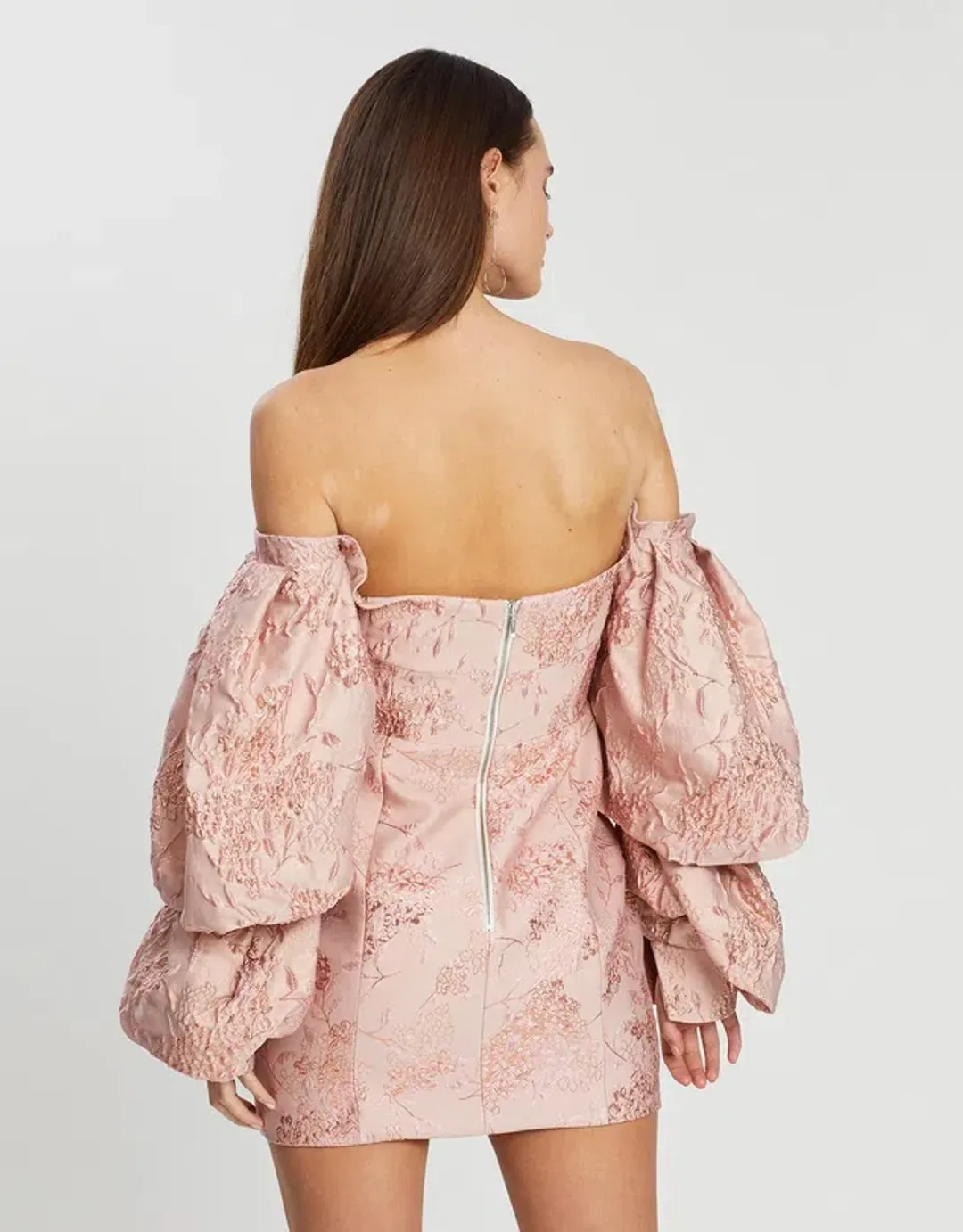 Asilio Off Shoulder With Volume Long Sleeve Dress Pink Size 8 for rent on The Volte - main image