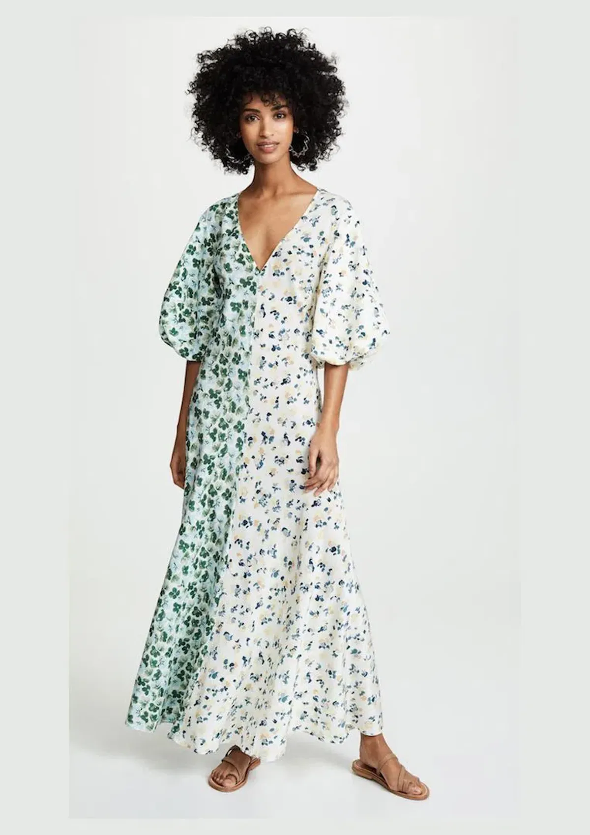 Lee Mathews Eloise Silk Contrast Maxi Dress Clover Multi Size AU 8 - Image 1