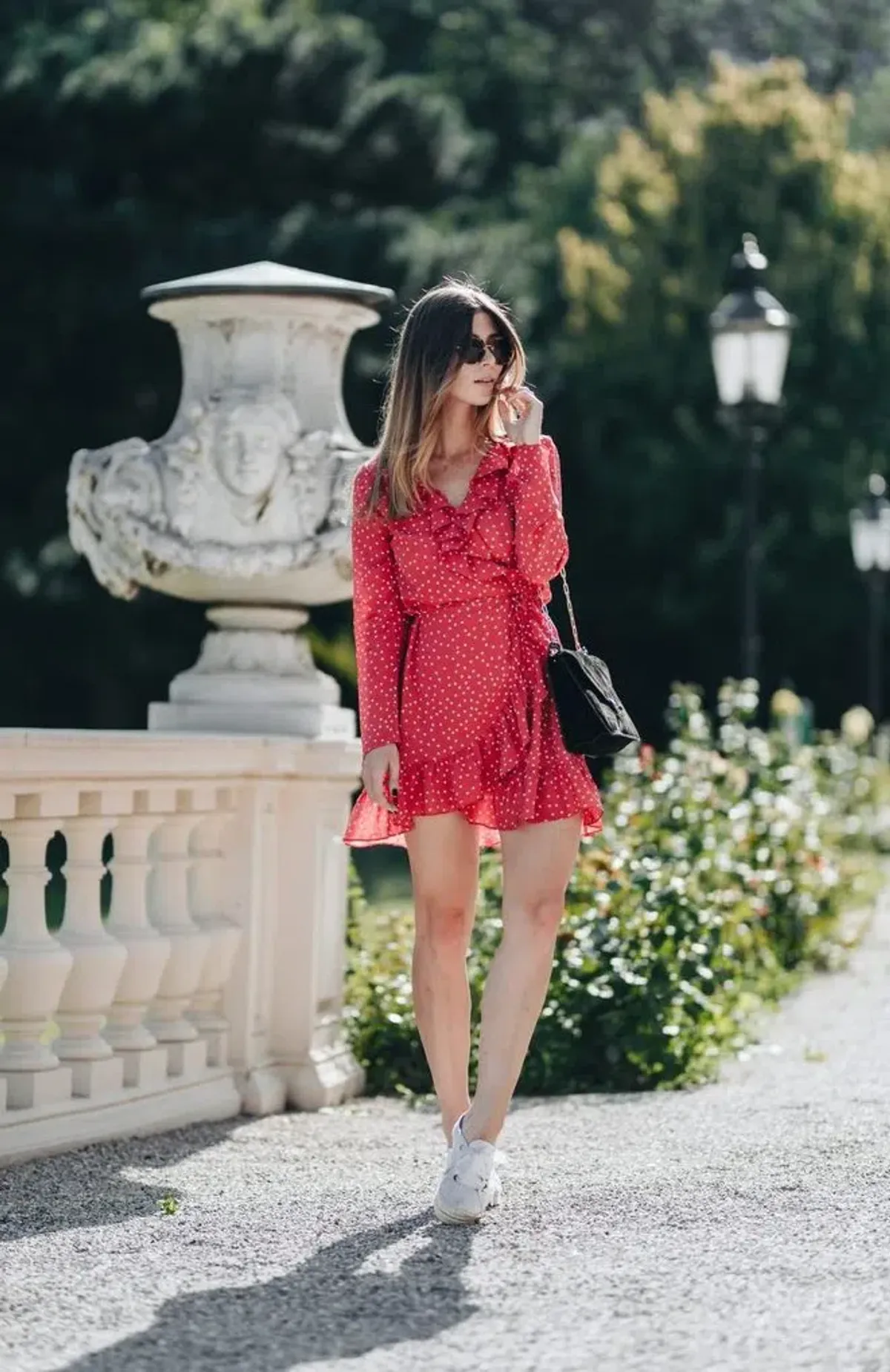 Realisation Par Alexandra Red Star Wrap Dress Red Print Size 6 - Image 1