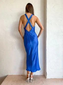 Shona Joy Oliviera Plunged Cross Back Midi Dress Blue Size 8 for rent on The Volte - image 7