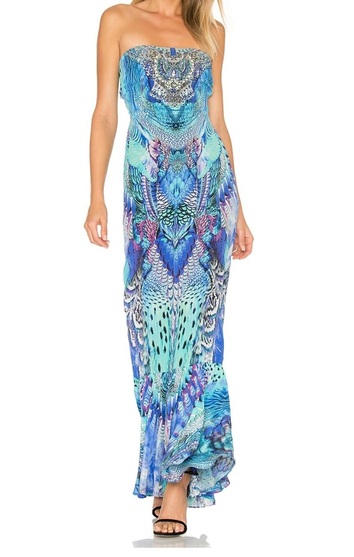 Camilla Moondance Strapless Long Dress with Frill Print Size 8 - Image 1