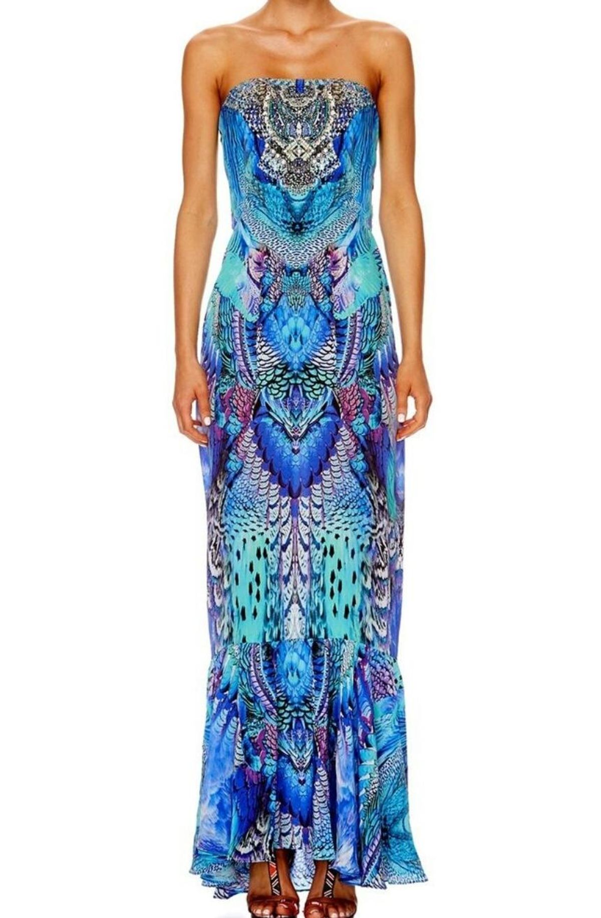 Camilla Moondance Strapless Long Dress with Frill Print Size 8 - Image 6