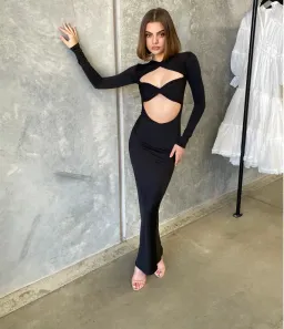 Effie Kats Imani Gown Black Size L / Au 12 for rent on The Volte - image 3