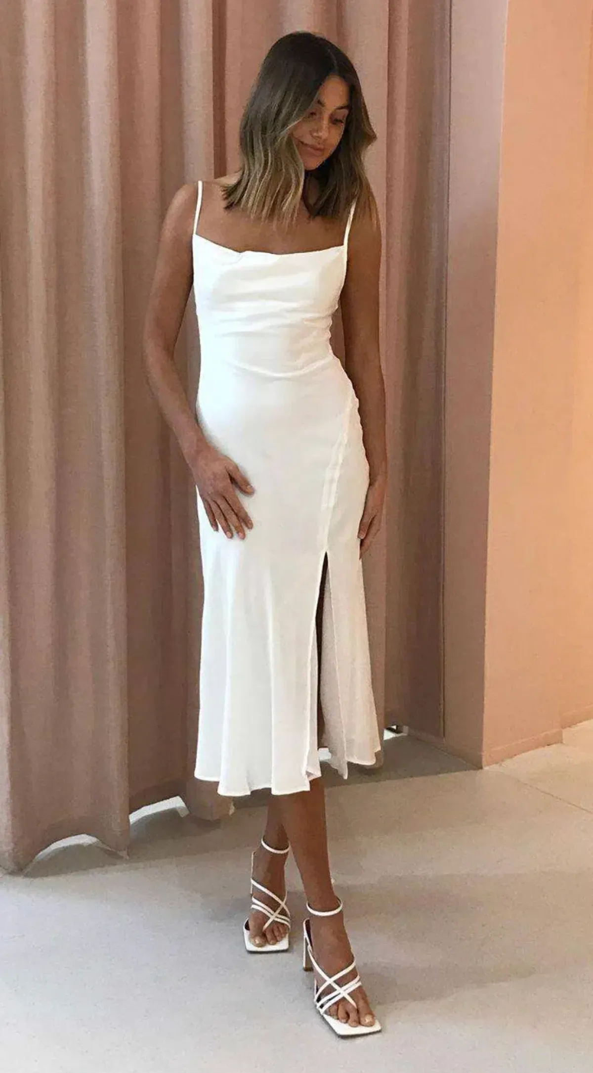 Hansen & Gretel Zoe Silk Midi Dress Bone Size XL / Au 14 - Image 1