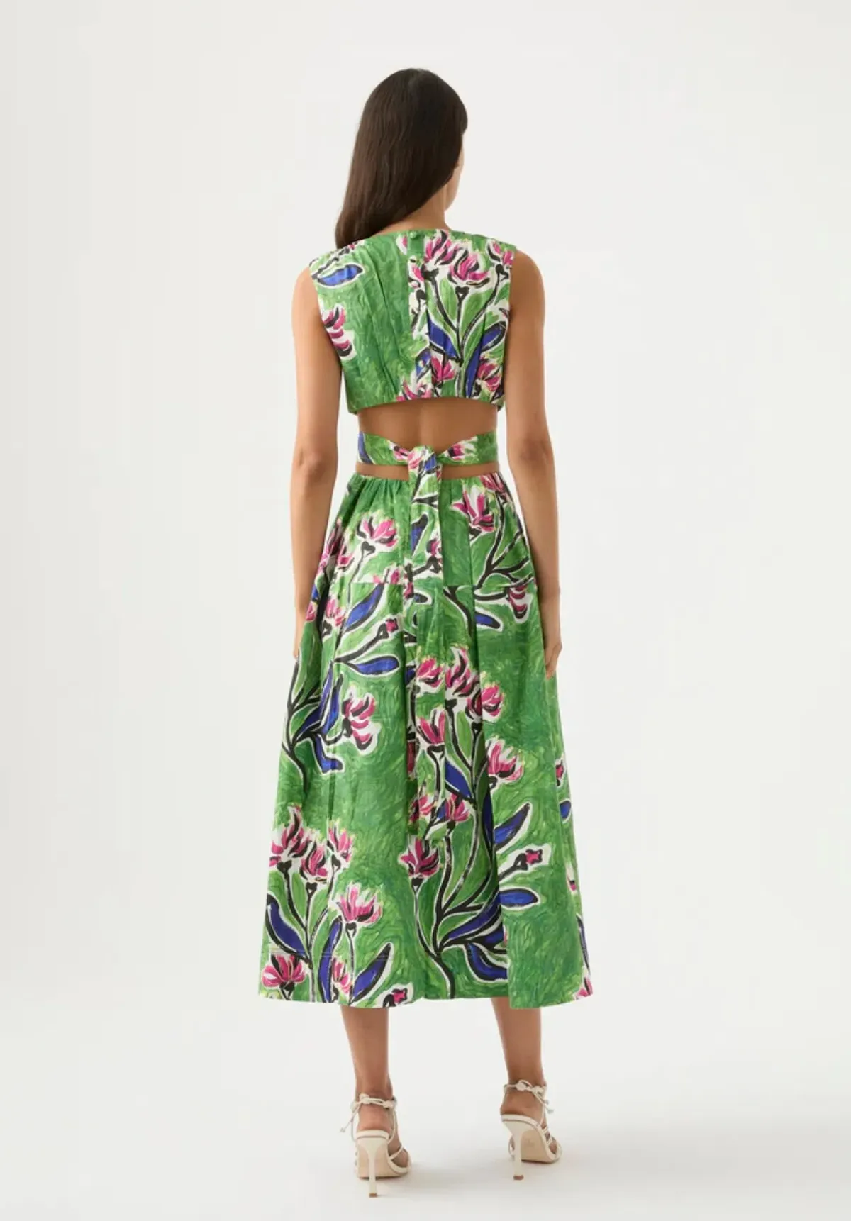 Aje Zorina Tie Midi Dress Floral Size 6 / XS - Image 3