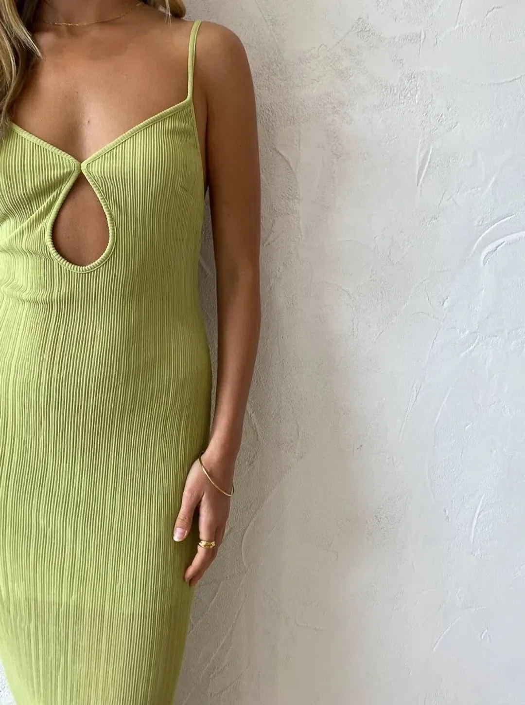 Bec & Bridge Plisse Maxi Dress in Pistachio Size 8 for rent on The Volte - main image