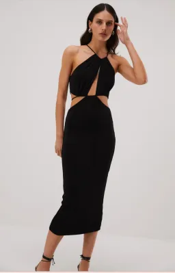 Misha Zeke Slinky Jersey Midi Dress Black Size 8 for rent on The Volte - image 3