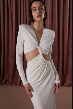Misha Scarlette Skinky Jersey Dress Ivory Size 10 for rent on The Volte - image 2