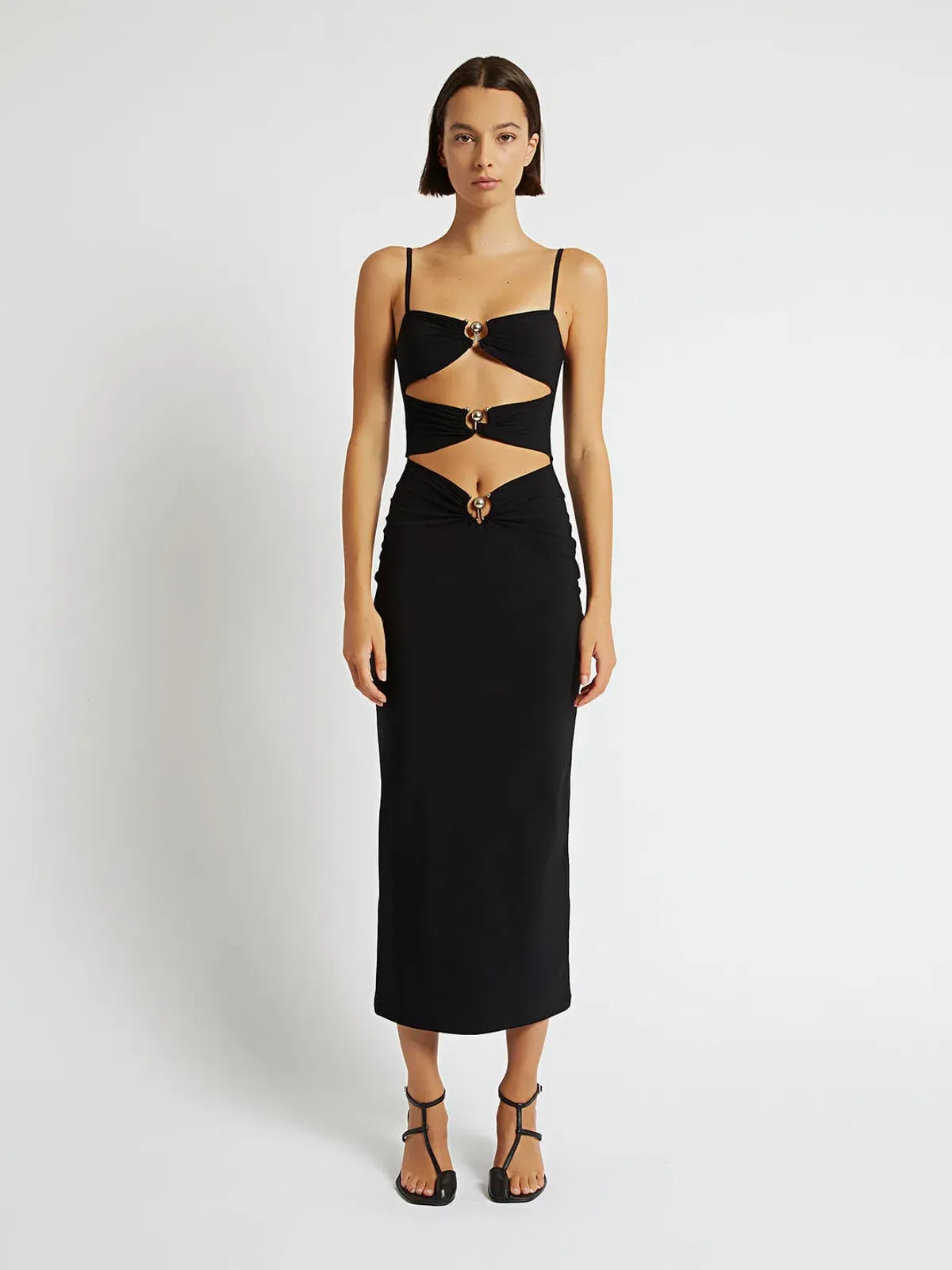 Christopher Esber Pierced Orbit Column Dress Black Size 10 - Image 1
