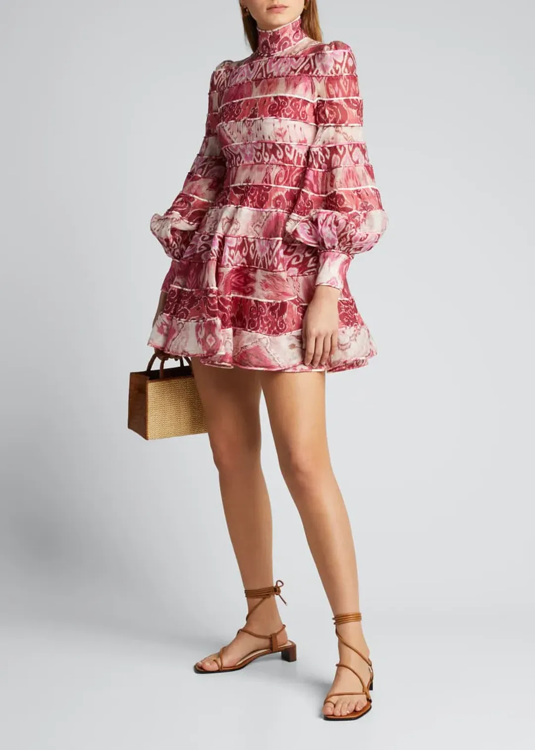 Zimmermann Wavelength Spliced Mini Dress Pink Ikat Size 0P / AU 6 for rent on The Volte - main image