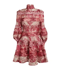 Zimmermann Wavelength Spliced Mini Dress Pink Ikat Size 0P / AU 6 for rent on The Volte - image 4