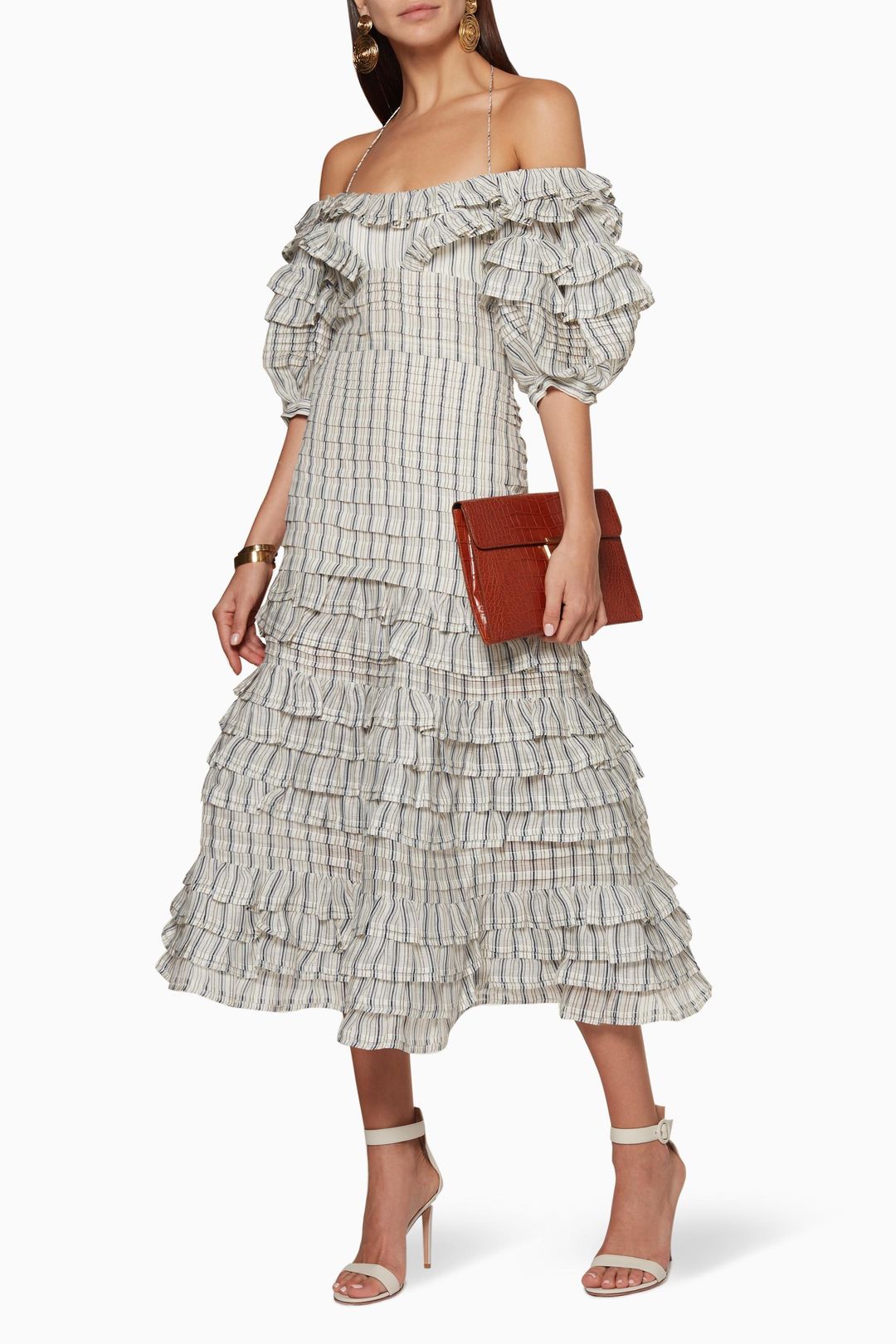 Zimmermann Painted Hearts Folds Midi Dress Print Size 6 for rent on The Volte - main image