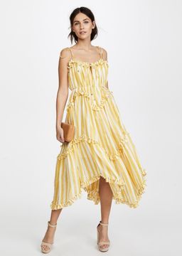 Zimmermann Lumino Floating Stripe Dress Yellow Size 6 for rent on The Volte - image 1