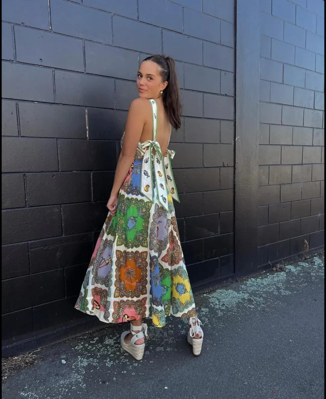 Alemais Trippy Troppo Halter Midi Dress Multicolored Size AU 10 for rent on The Volte - main image