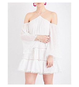 Zimmermann Jasper Dot Floating Cold Shoulder Mini Dress White Size 6 for rent on The Volte - image 2