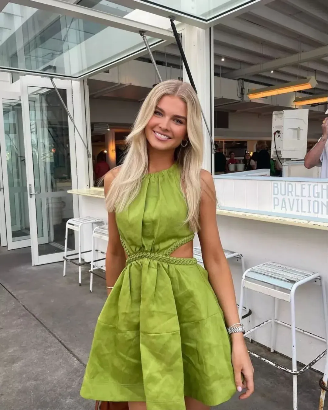 Aje Voyage Braided Cut Out Mini Dress Green Size 6 / XS for rent on The Volte - main image