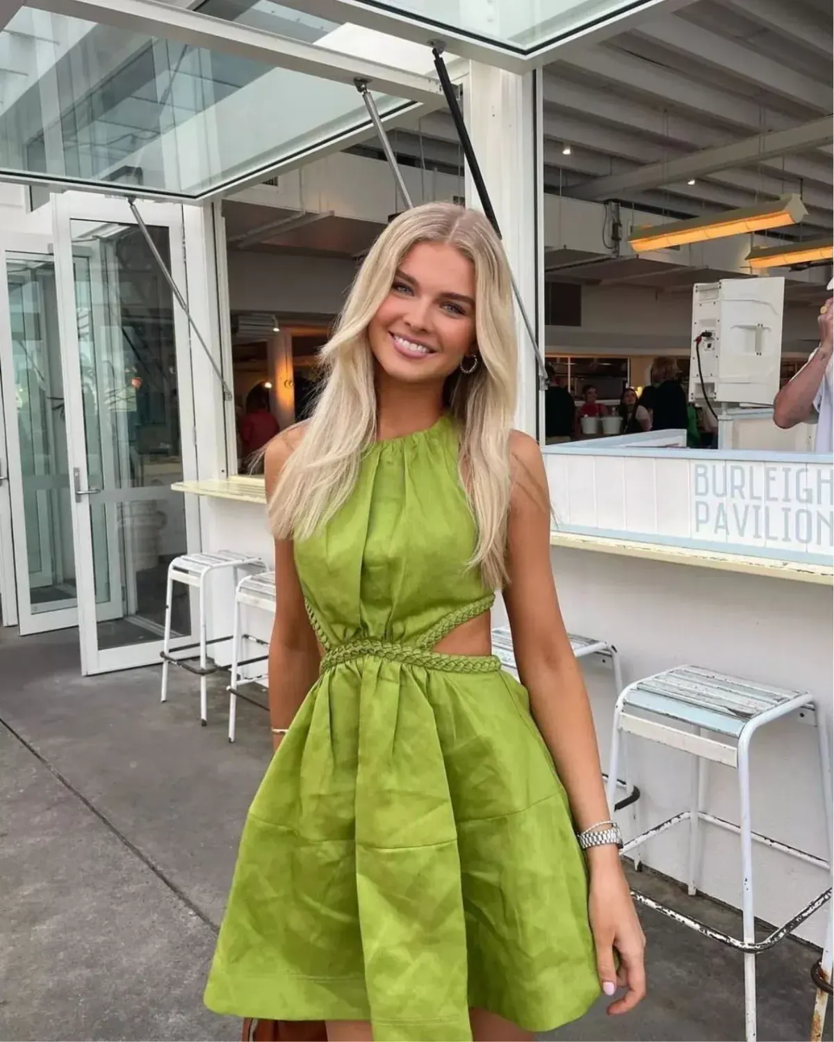 Aje Voyage Braided Cut Out Mini Dress Green Size 6 / XS for rent on The Volte - main image