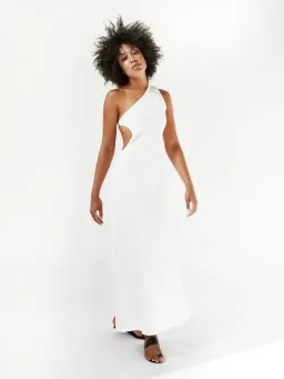 Christopher Esber Ribbed One Shoulder Dress White Size 6 for rent on The Volte - image 2