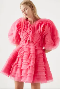 Aje Amour Ruffle Mini Dress Pink Size 8 / S for rent on The Volte - image 2