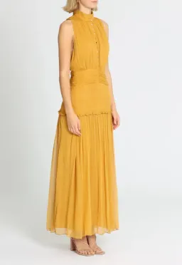 Shona Joy Leonie High Neck Button Up Midi Dress in Mimosa Size 10 for rent on The Volte - image 2