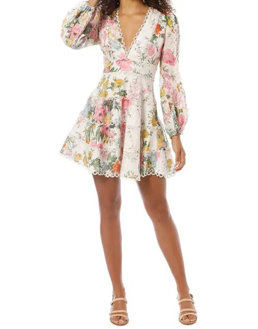 Zimmermann Heathers Flounce Short Dress Floral Print Size 0/Au 8 for rent on The Volte - main image