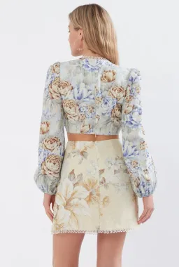 Sonya Moda Cut Out Printed Linen Mini Dress Botanica Print Size 6 for rent on The Volte - image 3