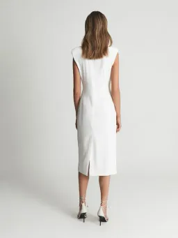 Reiss Cecile Tuxedo Midi Dress White Size AU 8 for rent on The Volte - image 3