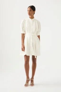 Aje Eden Box Pleat Mini Dress White Size AU 10 for rent on The Volte - image 1