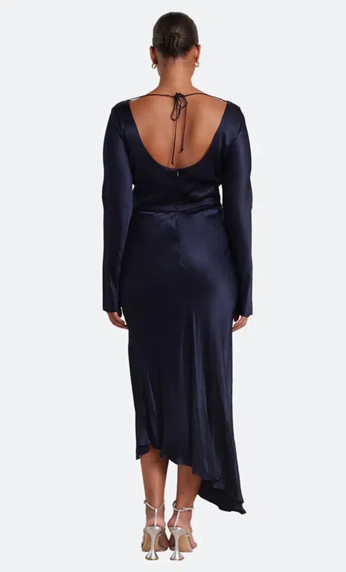 Bec & Bridge Moon Dance Long Sleeve Cowl Dress Navy Size AU 18 - Image 2