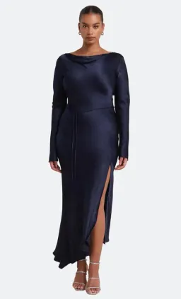 Bec & Bridge Moon Dance Long Sleeve Cowl Dress Navy Size AU 18 for rent on The Volte - image 1