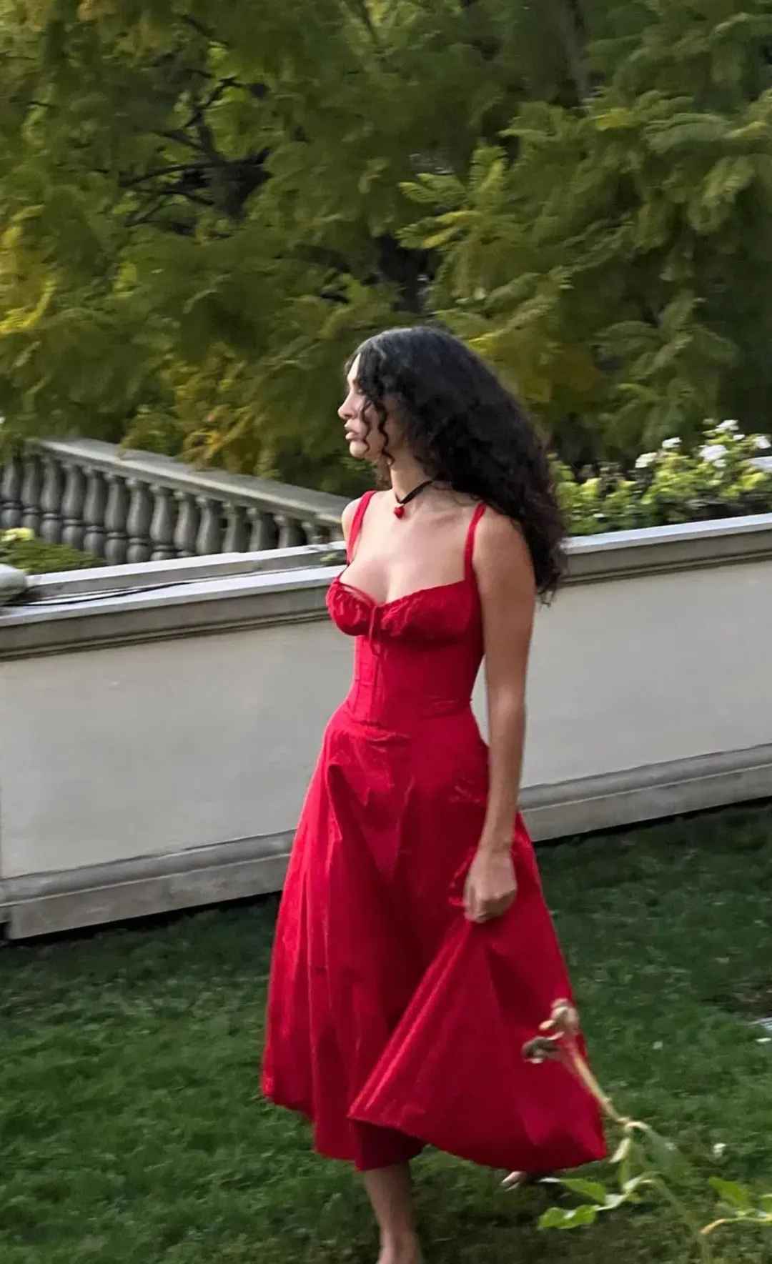 House of CB "Carmen" Bustier Sundress Red Rose Size AU 10 for rent on The Volte - main image