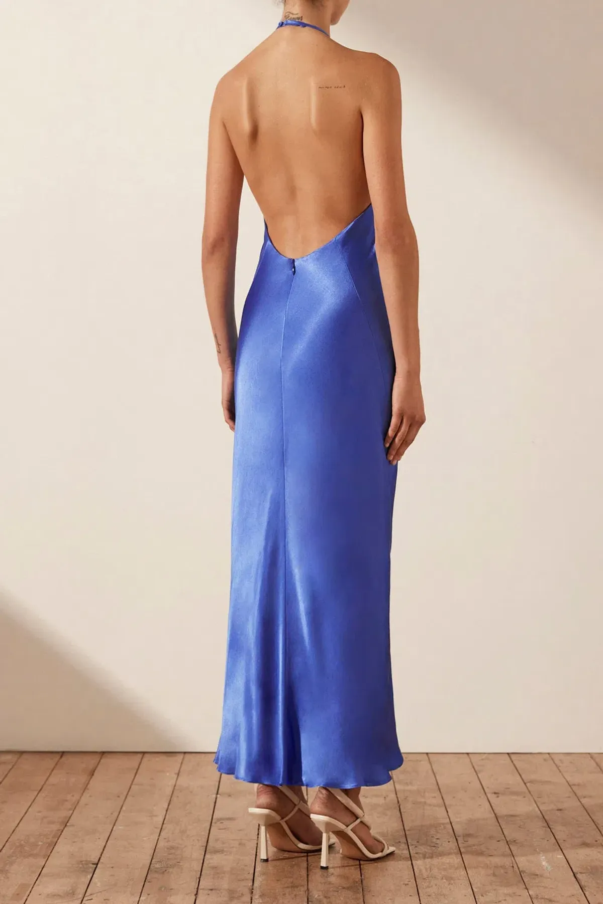 Shona Joy Oliviera Low Back Halter Neck Midi Dress in Strong Blue Size S / AU 8 - Image 2