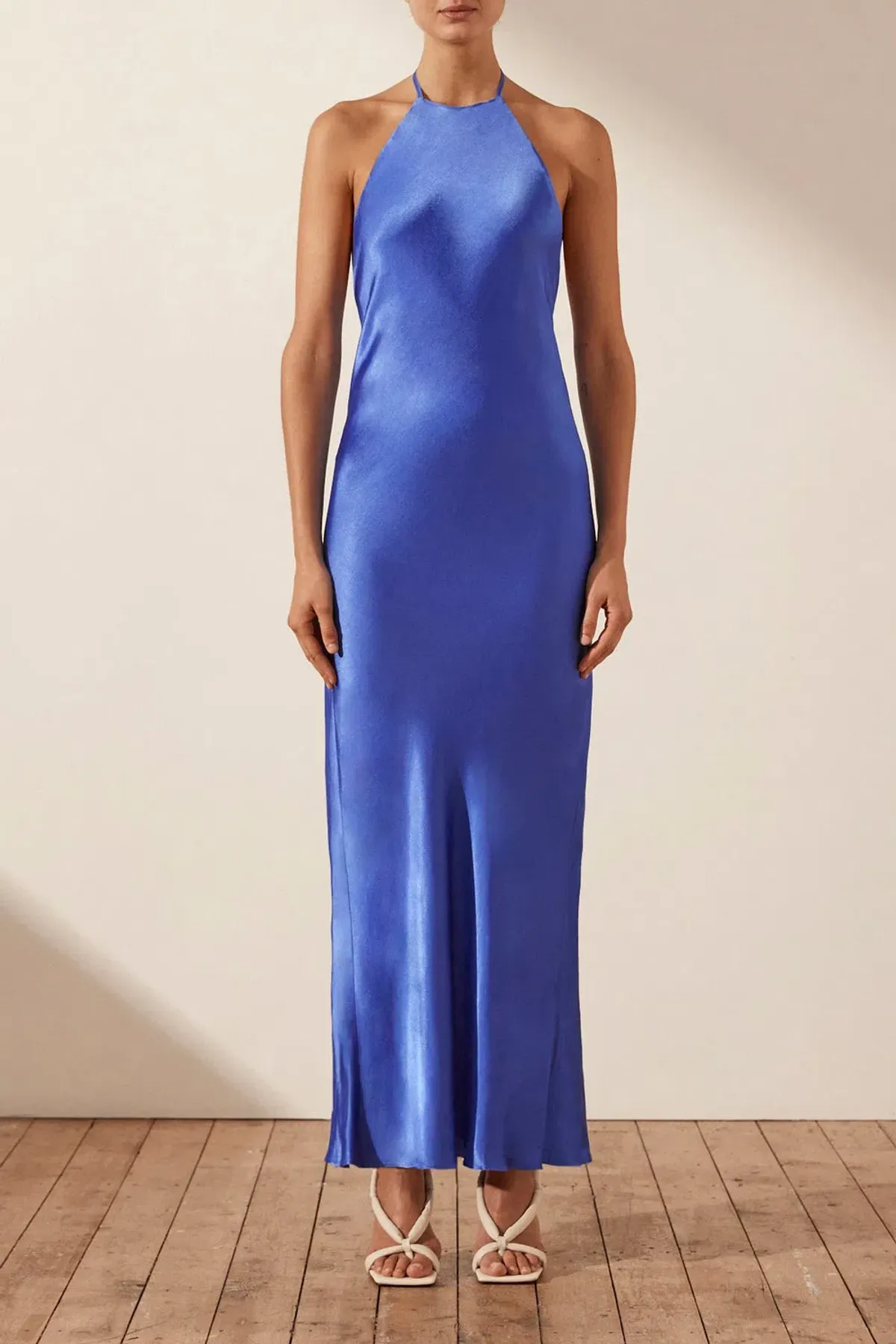 Shona Joy Oliviera Low Back Halter Neck Midi Dress in Strong Blue Size S / AU 8 - Image 1
